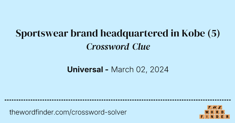 Sportswear brand headquartered in Kobe crossword clue image