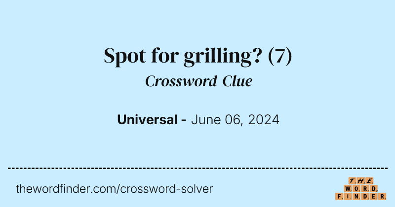 Spot for grilling? crossword clue image