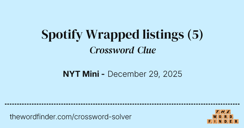 Spotify Wrapped listings crossword clue image
