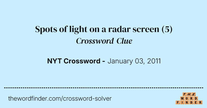 Spots of light on a radar screen crossword clue image
