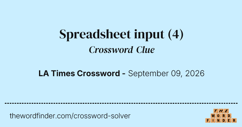 Spreadsheet input crossword clue image