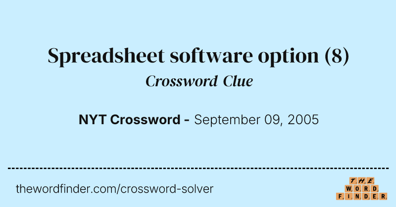 Spreadsheet software option crossword clue image