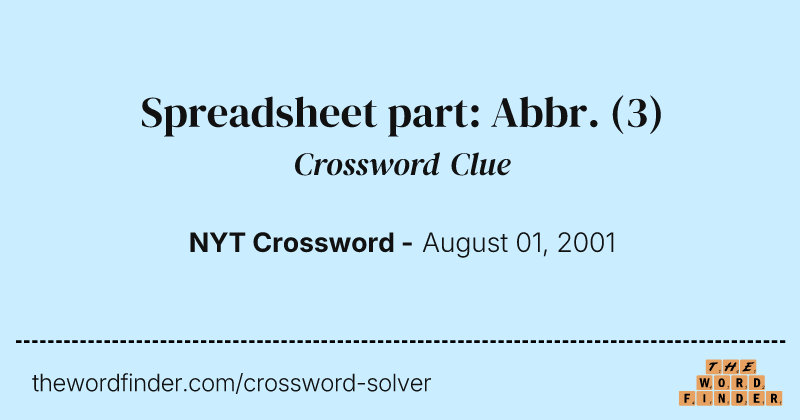 Spreadsheet part: Abbr. crossword clue image