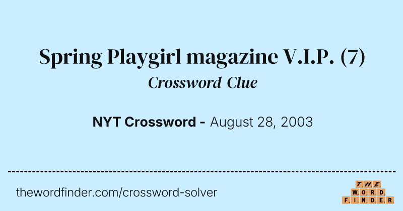 Spring Playgirl magazine V.I.P. crossword clue image