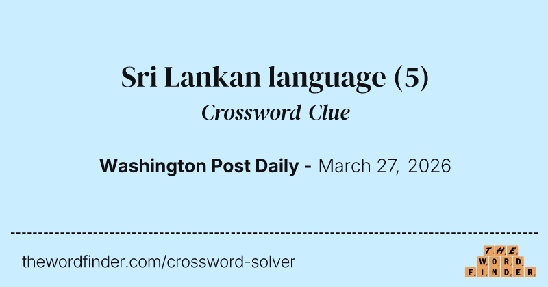 Sri Lankan language crossword clue image