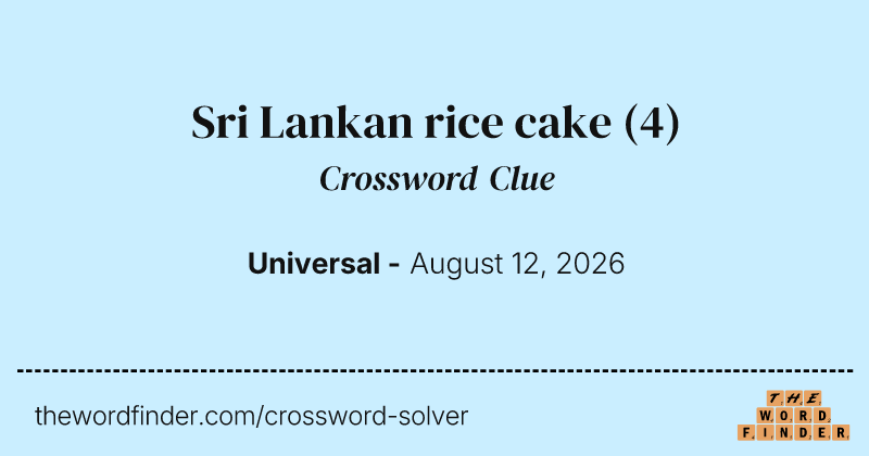 Sri Lankan rice cake crossword clue image
