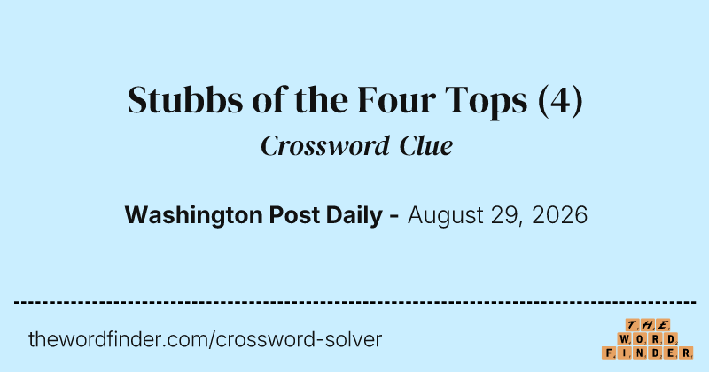 Stubbs of the Four Tops crossword clue image