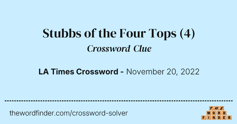 Stubbs of the Four Tops crossword clue image