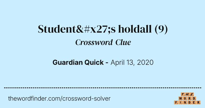Student's holdall crossword clue image
