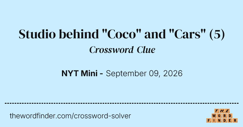 Studio behind "Coco" and "Cars" crossword clue image