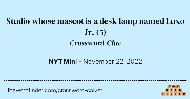 Studio whose mascot is a desk lamp named Luxo Jr. crossword clue image