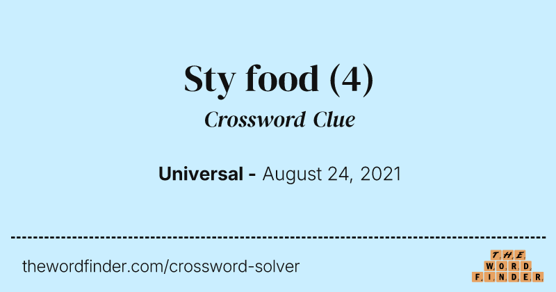 Sty food crossword clue image