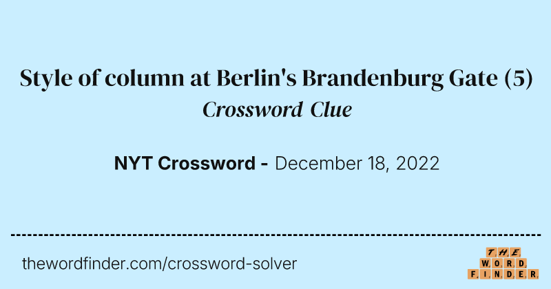 Style of column at Berlin's Brandenburg Gate crossword clue image