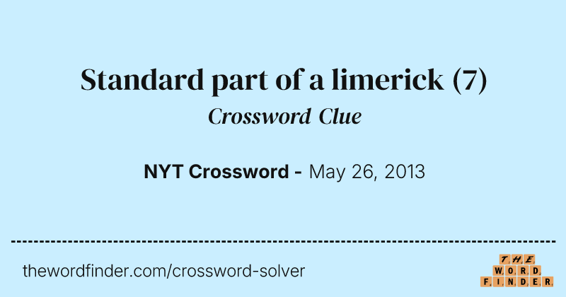 Standard part of a limerick crossword clue image