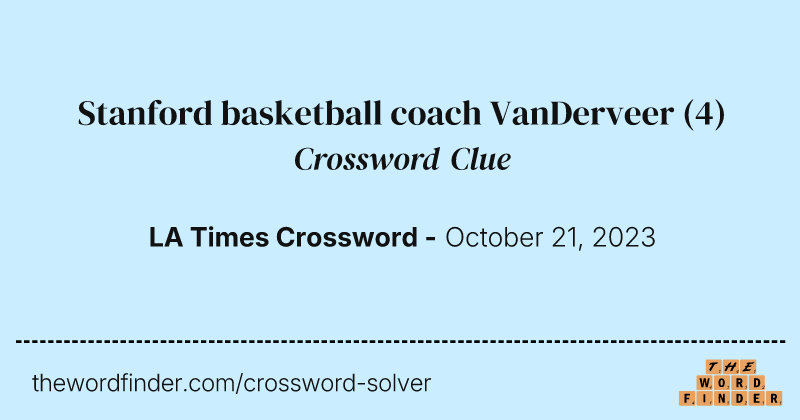 Stanford basketball coach VanDerveer crossword clue image