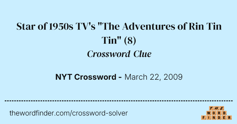 Star of 1950s TV's "The Adventures of Rin Tin Tin" crossword clue image