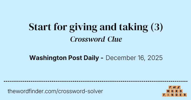 Start for giving and taking crossword clue image