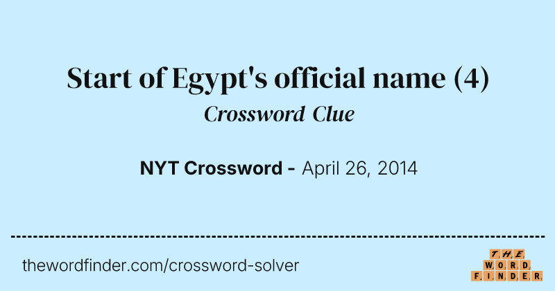 Start of Egypt's official name crossword clue image