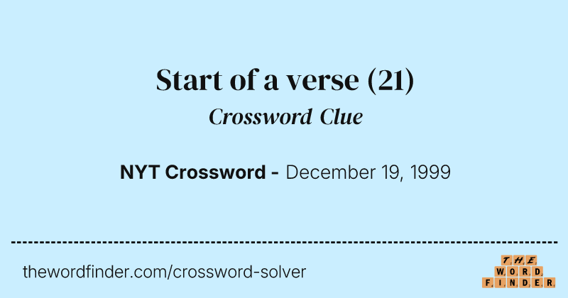 Start of a verse crossword clue image