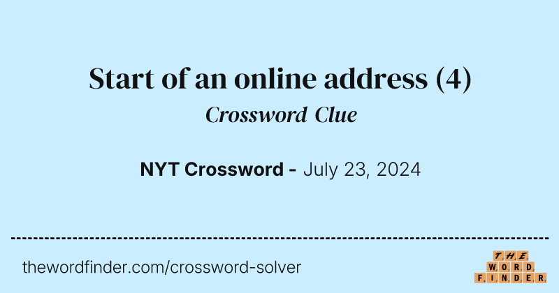 Start of an online address crossword clue image