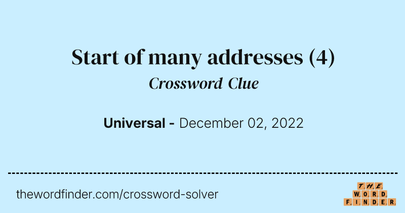 Start of many addresses crossword clue image