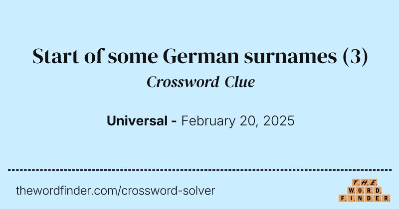 Start of some German surnames crossword clue image