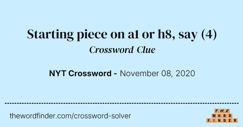 Starting piece on a1 or h8, say crossword clue image