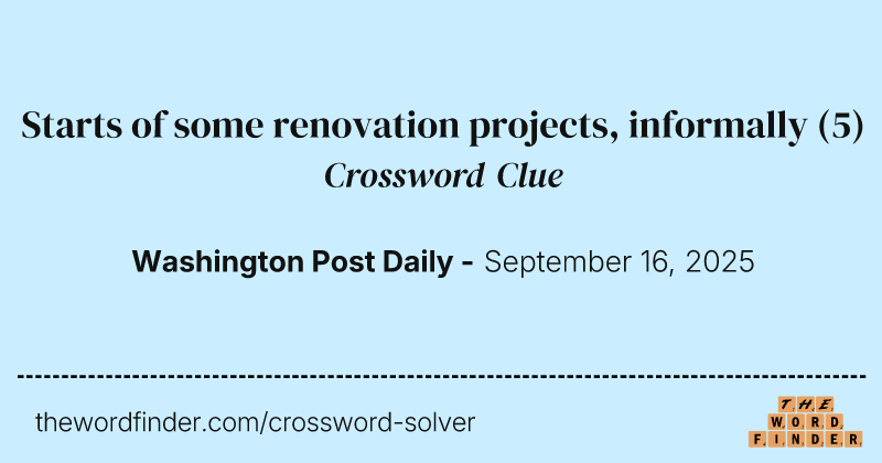 Starts of some renovation projects, informally crossword clue image