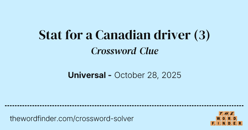 Stat for a Canadian driver crossword clue image