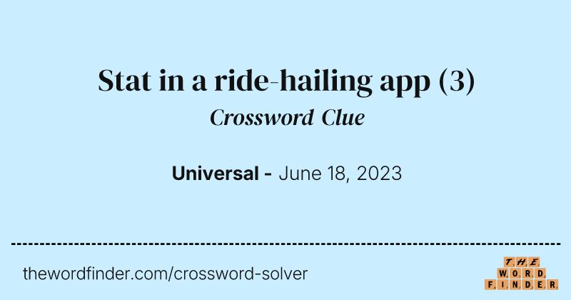 Stat in a ride-hailing app crossword clue image