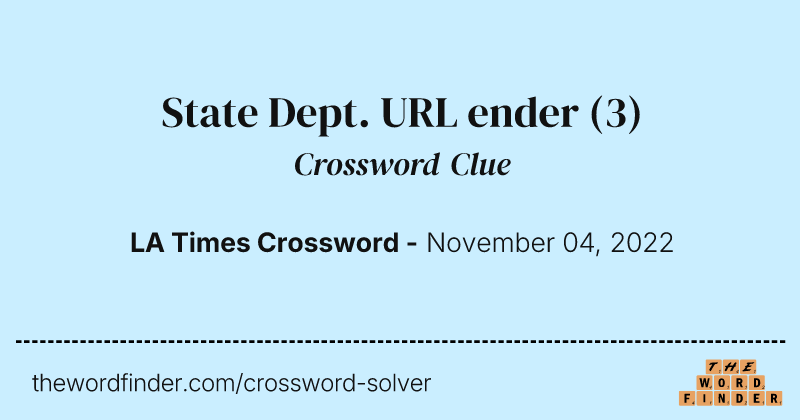State Dept. URL ender crossword clue image