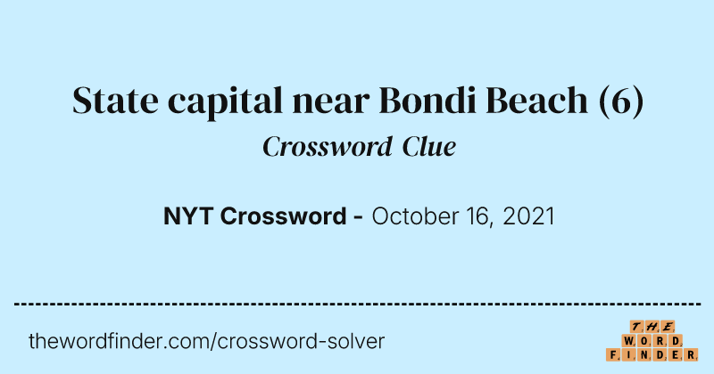 State capital near Bondi Beach crossword clue image