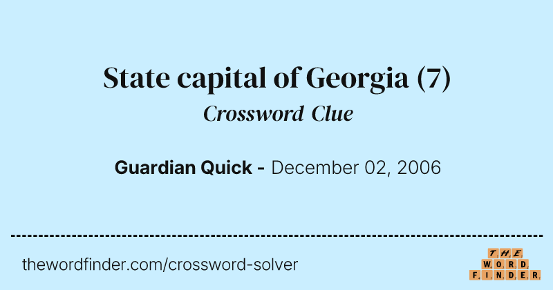 State capital of Georgia crossword clue image