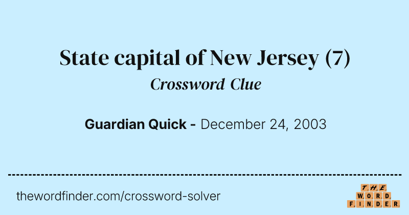 State capital of New Jersey crossword clue image