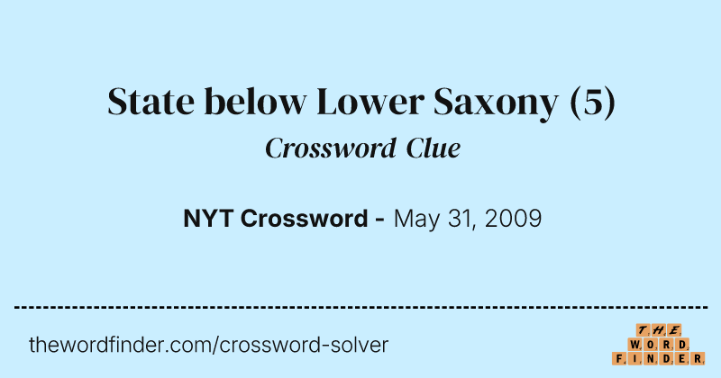 State below Lower Saxony crossword clue image