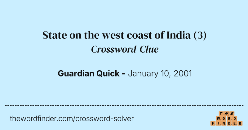 State on the west coast of India crossword clue image