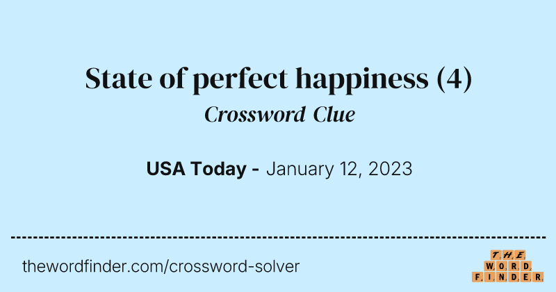 State of perfect happiness crossword clue image