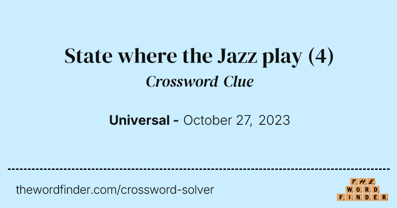 State where the Jazz play crossword clue image