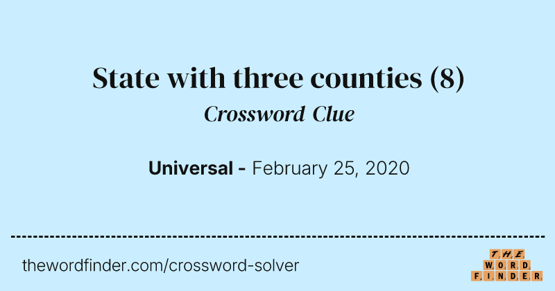 State with three counties crossword clue image