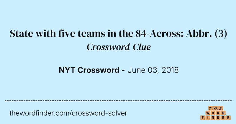 State with five teams in the 84-Across: Abbr. crossword clue image