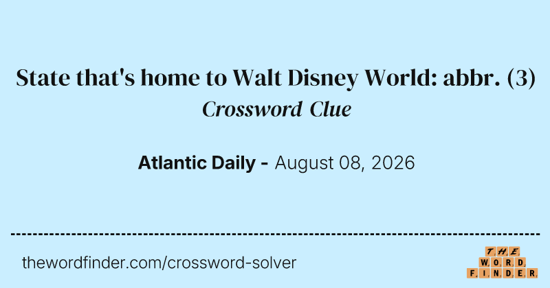 State that's home to Walt Disney World: abbr. crossword clue image