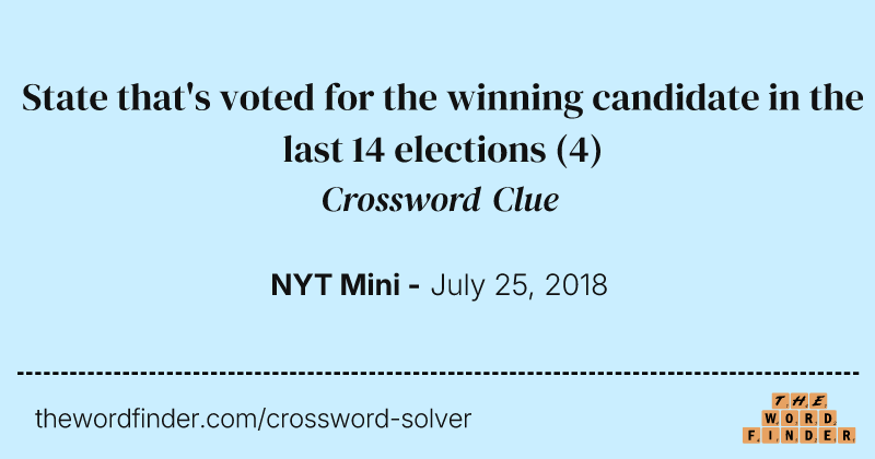 State that's voted for the winning candidate in the last 14 elections crossword clue image