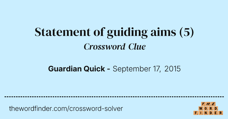 Statement of guiding aims crossword clue image