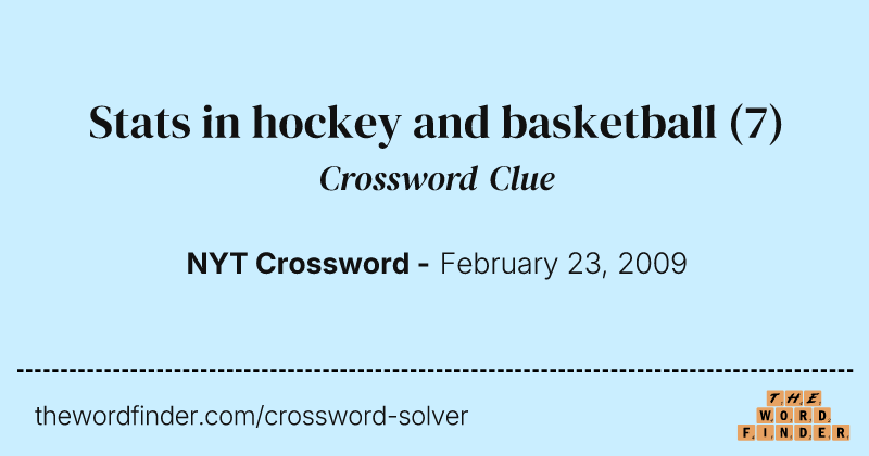 Stats in hockey and basketball crossword clue image