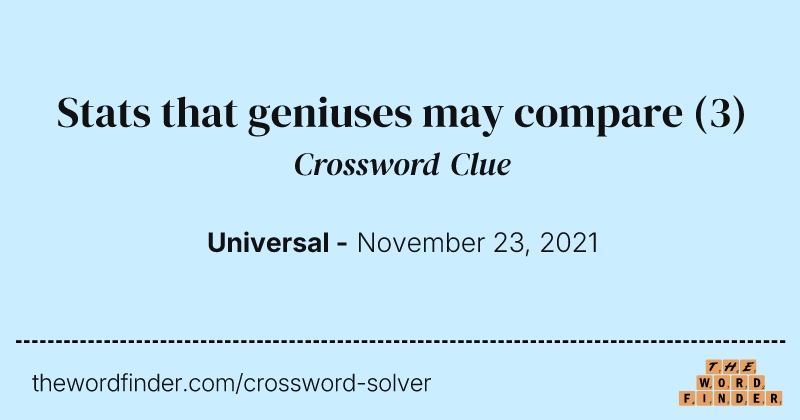 Stats that geniuses may compare crossword clue image