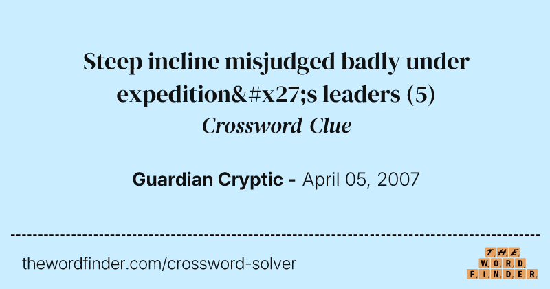 Steep incline misjudged badly under expedition's leaders crossword clue image