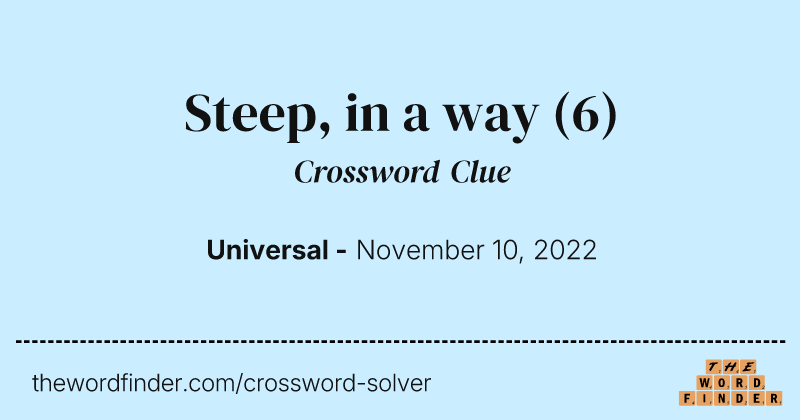 Steep, in a way crossword clue image