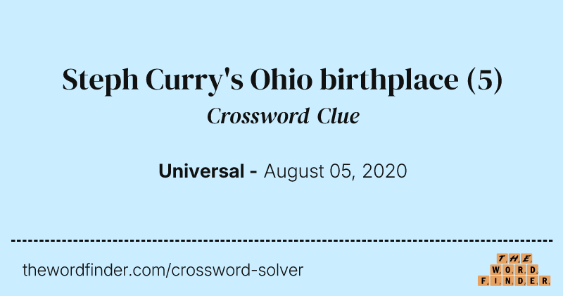 Steph Curry's Ohio birthplace crossword clue image