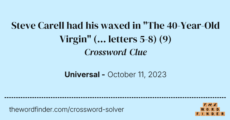 Steve Carell had his waxed in "The 40-Year-Old Virgin" (... letters 5-8) crossword clue image