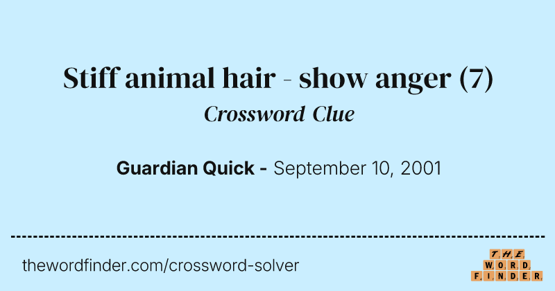 Stiff animal hair - show anger crossword clue image